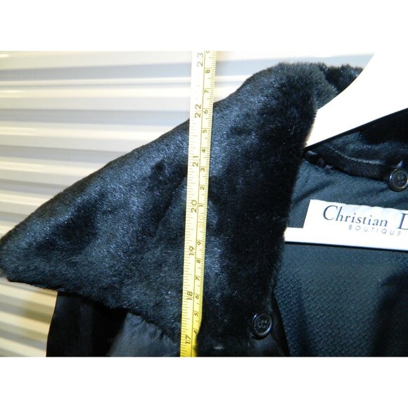 Christian Dior Black Satin & Faux Fur Cropped Jacket Size 6 Made In Italy - Picture 13 of 16